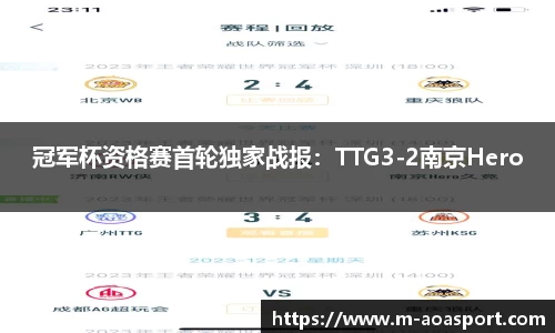 冠军杯资格赛首轮独家战报：TTG3-2南京Hero